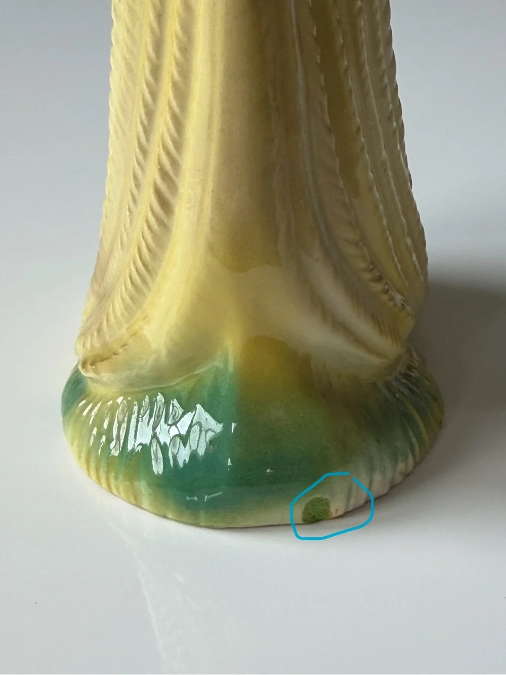 Vintage Ceramic Peacock Figurine Yellow Glossy Mid-Century Decor Bird Statue